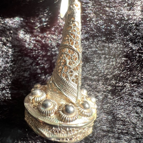 VINTAGE MEXICAN SILVER ORNATE CHANDELIER EARRINGS - Picture 6 of 9